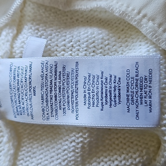 Chaps Sleeveless White Knit Tunic Top with Chiffon Hem - Picture 5 of 5